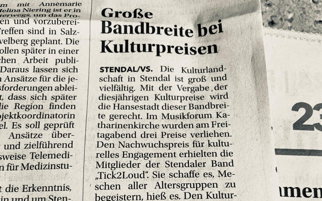 Tick2Loud bei Kulturpreisverleihung 2025 der Hansestadt Stendal ausgezeichnet